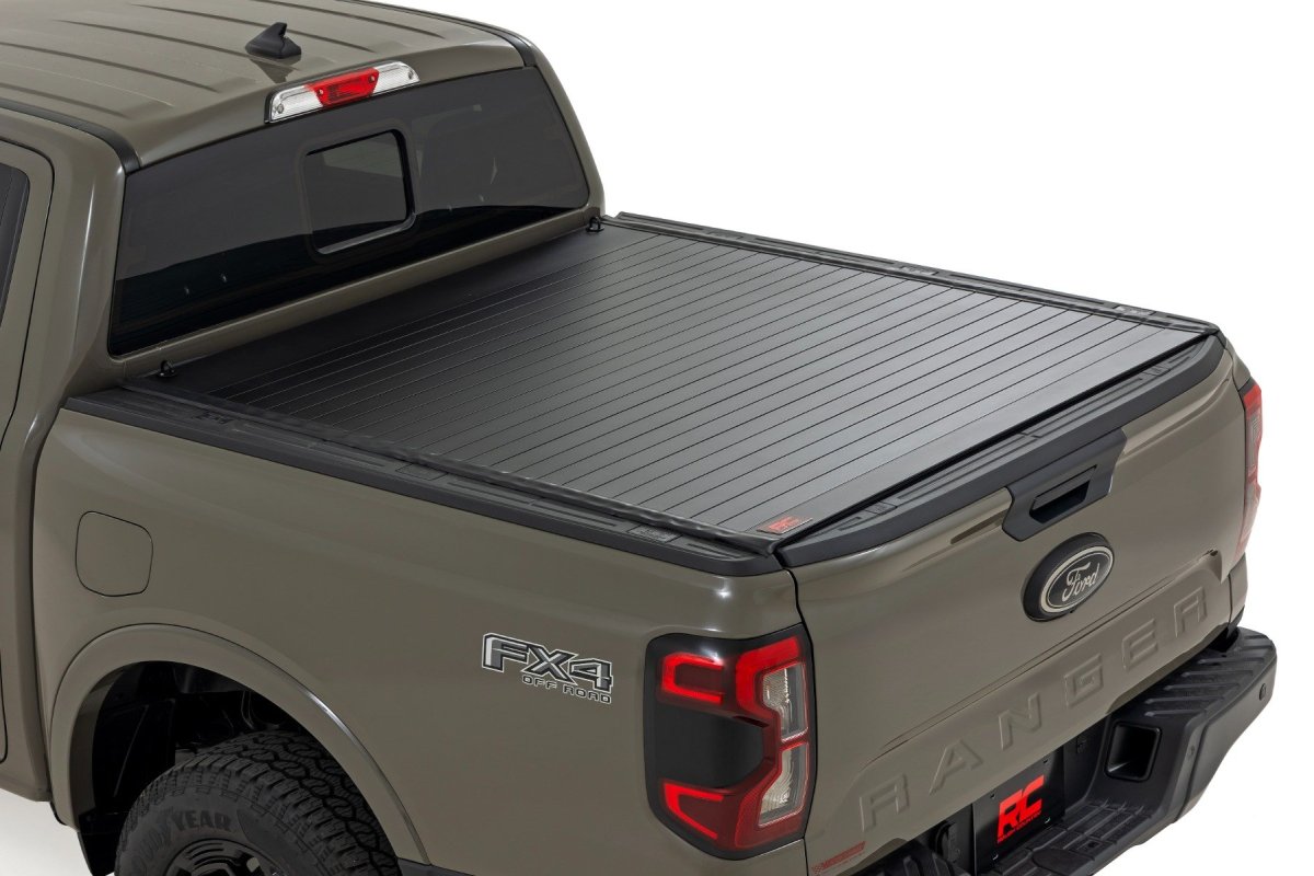 Ford Ranger Hard Roll Up Bed Cover - Rough Country - Low-Profile - Matte Black - '24-'25